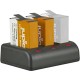 Kit complet pour GoPro Hero9, Hero10, Hero11, Hero12 - 2 batteries + chargeur